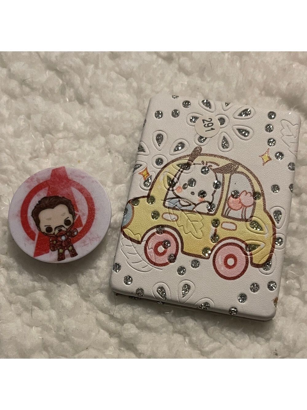 Adorable Yellow Car mirror case with phone hand holder